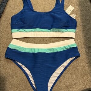 Cupshe High Waisted Color Block Swimsuit